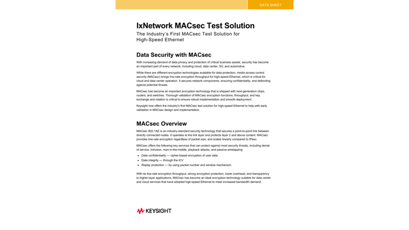IxNetwork MACsec Test Solution